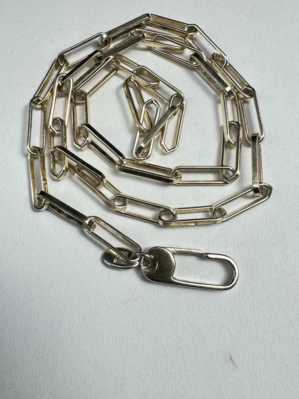 Italian 925 Sterling Silver Gold Over Paperclip Chain Necklace 19”